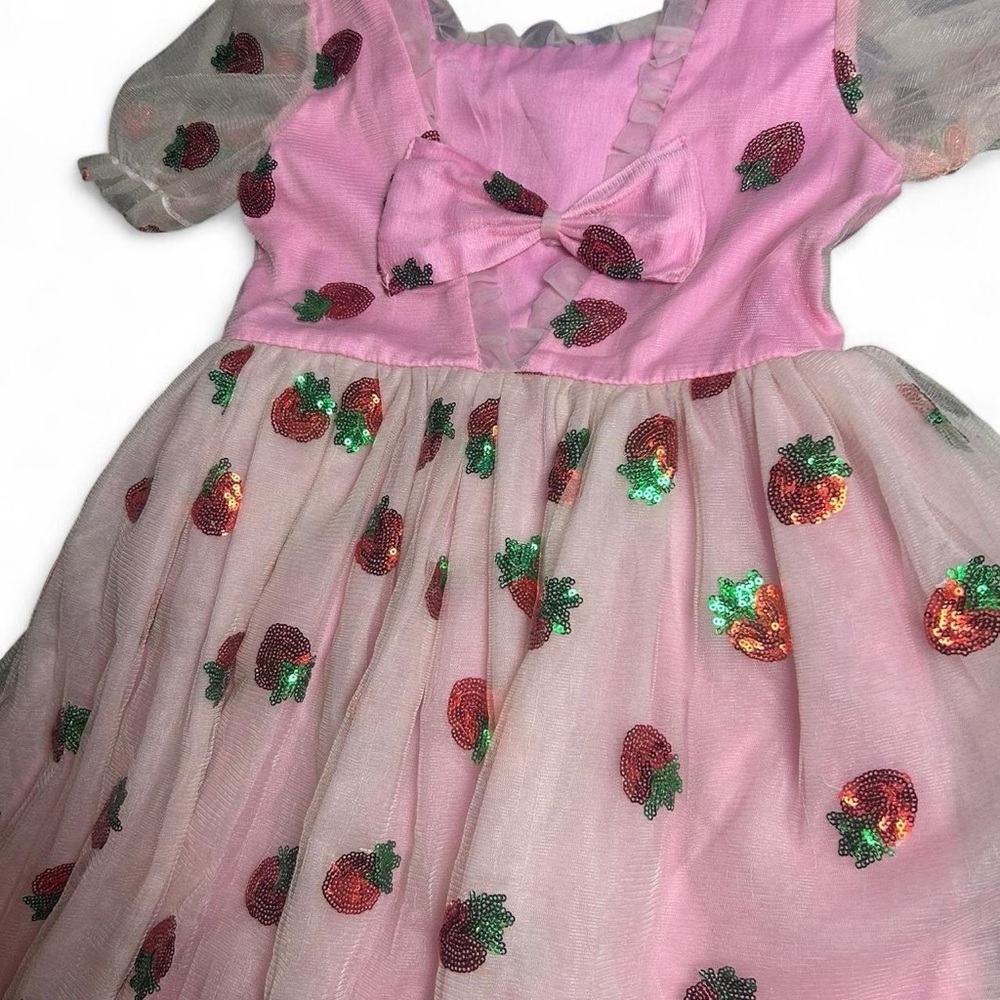 Lola + The Boys Pink Strawberry Sequin Tulle Dress - Picture 7 of 8